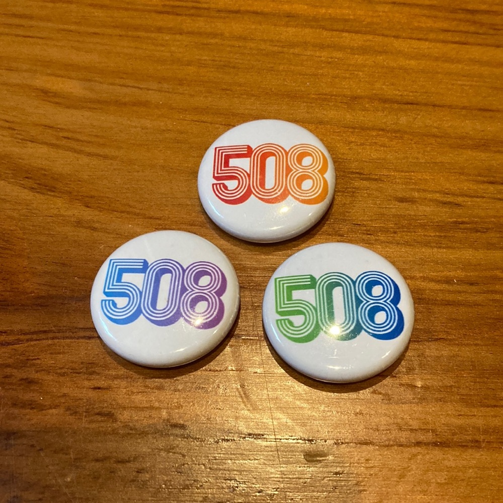Area Code 508 #508 Worcester Western Mass Massachusetts Pin Retro Font Ombre